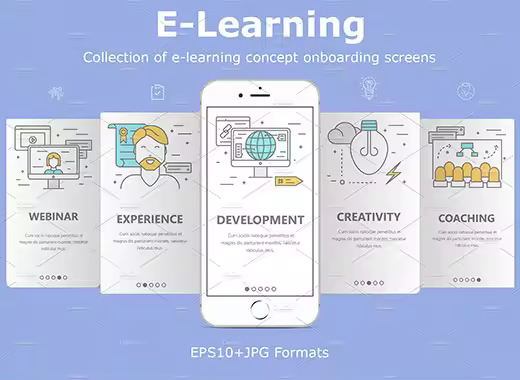 响应式移动应用程序客户新手启动界面矢量素材下载[eps,jpg]