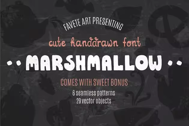 可爱手绘胖体英文字体 Marshmallow – Cute Handdrawn Font