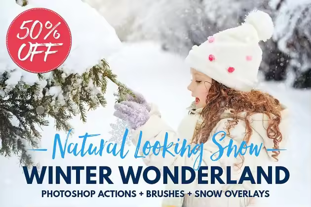飘雪雪景效果叠层PS笔刷 Snow Photoshop Actions Brush Overlay