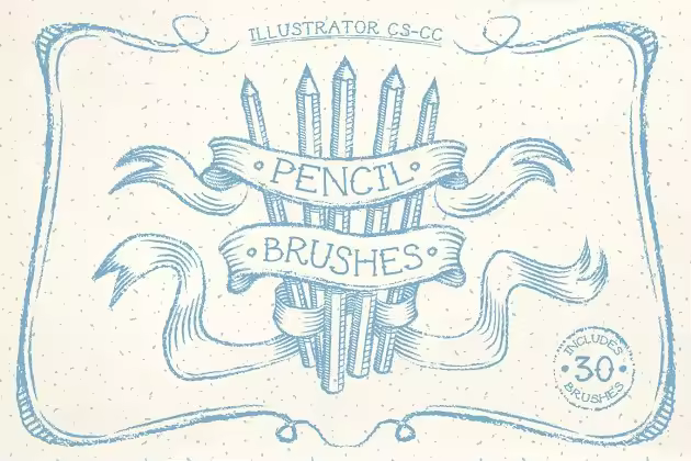 各种铅笔笔画AI笔刷 Pencil Brushes