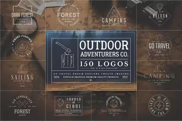150个户外旅游探险主题Logo模板 150 Outdoor Adventurers Logos