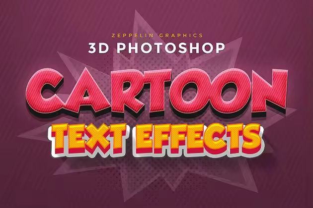 3D卡通广告立体文字图层样式 Cartoon Text Effects