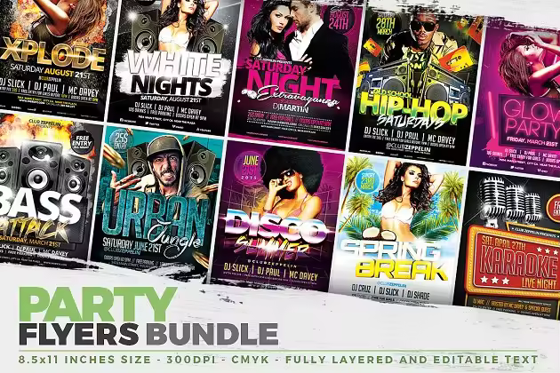 10款聚会Party主题海报模板+Facebook封面模板 10 Party Flyer Templates + FB Covers