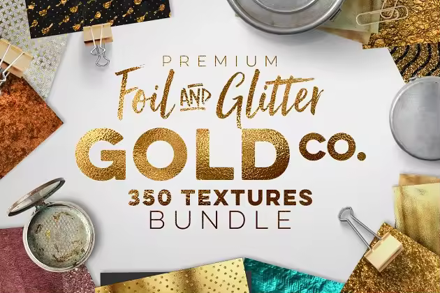 极力推荐：350款铂金&金属纹理组合包 350 Gold & Metallic Textures [3.83GB]