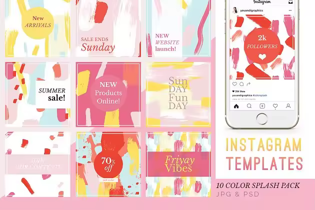 多彩新媒体社交媒体贴图模板 Colorful Instagram Templates