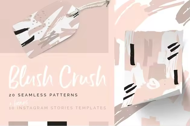 抽象图案笔刷&Instagram贴图模板 Abstract Brushed Patterns & Stories