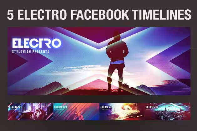 5款Electro风格Facebook时间轴模板 5 Electro Facebook Timeline Covers