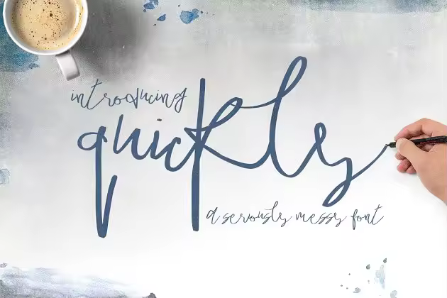 手字草书签名样式脚本字体  Quickly Script Font Typeface