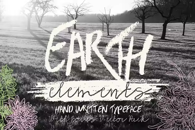 粗糙及柔软光滑两种蜡笔手写字体 Earth Elements Rough Type