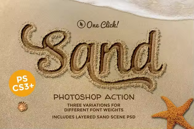 沙画字体文本图层样式PS动作 Sand Photoshop Action