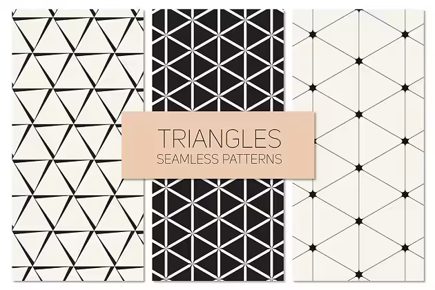 三角形图形无缝图案纹理 Triangles. Seamless Patterns Set 10