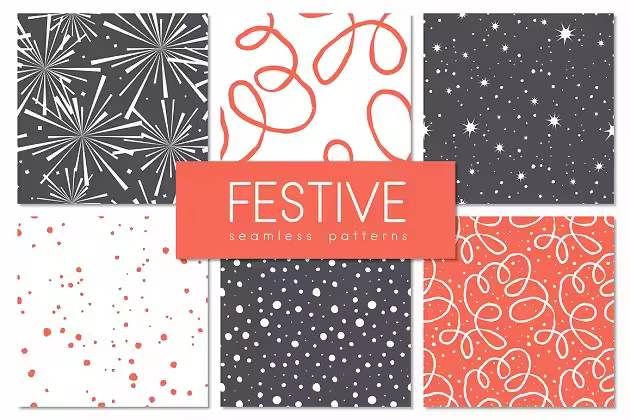 喜庆节日图案无缝纹理 Festive Seamless Patterns Set