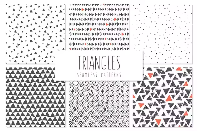 三角形图案无缝纹理集 Triangles. Seamless Patterns Set 5
