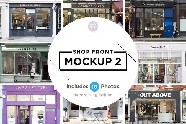 欧美店铺店招样机模板 Shop facade mockups 2 for photoshop