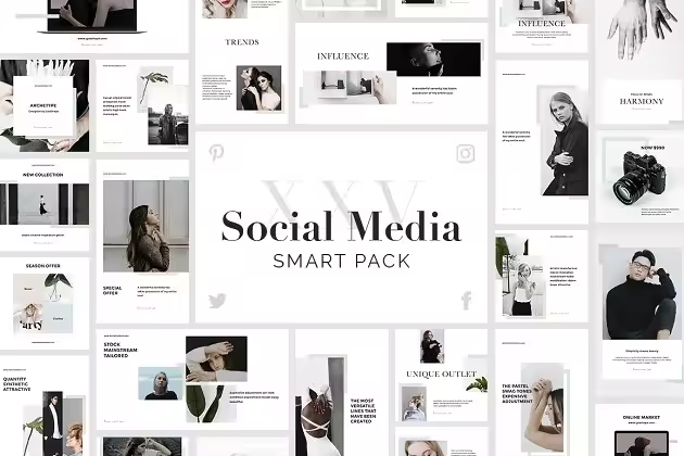 博客&社交媒体通用贴图模板大合集 Smart Social Media Pack