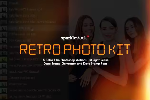 复古电影胶片效果照片处理PS动作 Retro Photo Kit
