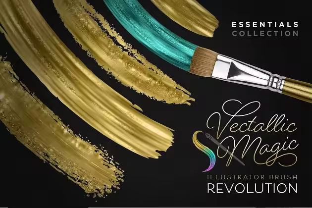 惊人美丽的金属油漆AI笔刷 Vectallic Magic Brush Revolution!