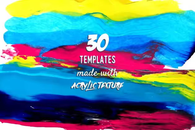 创意丙烯酸颜料抽象绘画矢量设计素材 Acrylic Mood Vector Set
