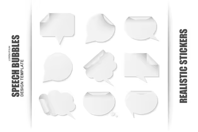 空白白纸背景语音泡泡图形 Blank White Paper Speech Bubbles