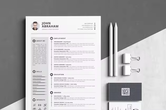 简约/专业的简历模板 John Abraham