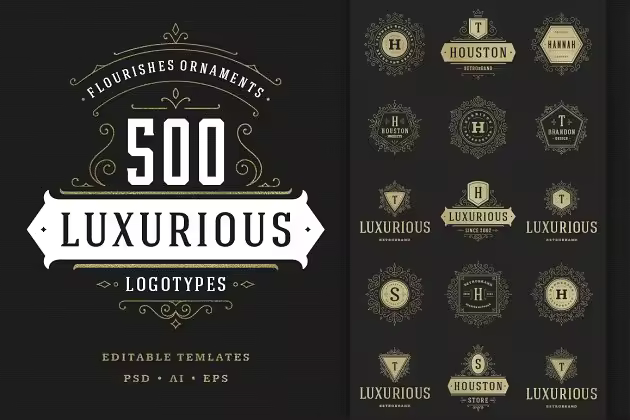 500个复古装饰风格Logo和徽章模板 500 ornaments logos & monograms