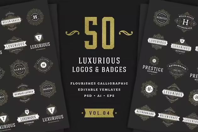 50款奢侈品品牌Logo设计模板 50 ornaments logos & monograms