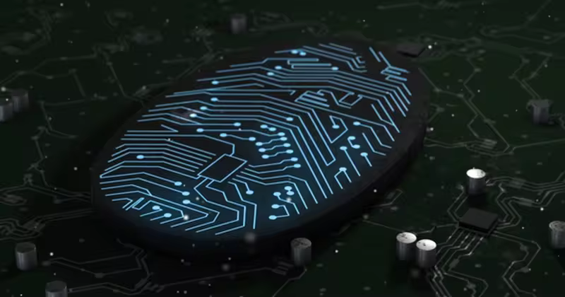 人工智能与数字指纹电子线路板激光印刷动态视频素材 Electronic Circuit Board With Artificial Intelligence & Digital Fingerprint in Printed Circuit Board