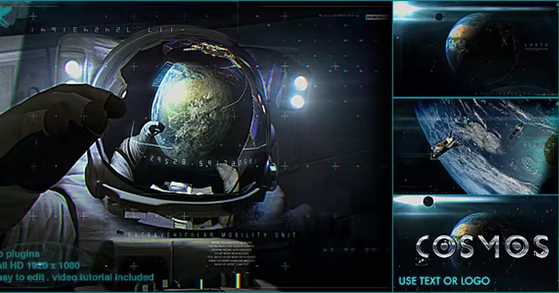 3D地球宇宙科幻失真视频Logo演示AE模板 Earth Cosmo Logo