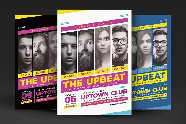 音乐派对音乐俱乐部活动海报传单模板 Upbeat Music Party Flyer