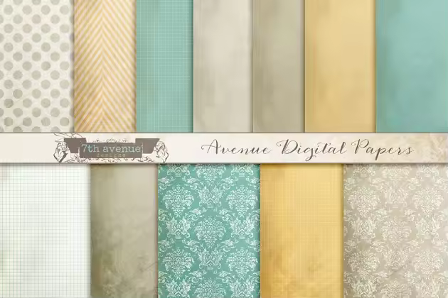 十二个适合礼品卡片的纸质图形背景 Avenue Digital Papers