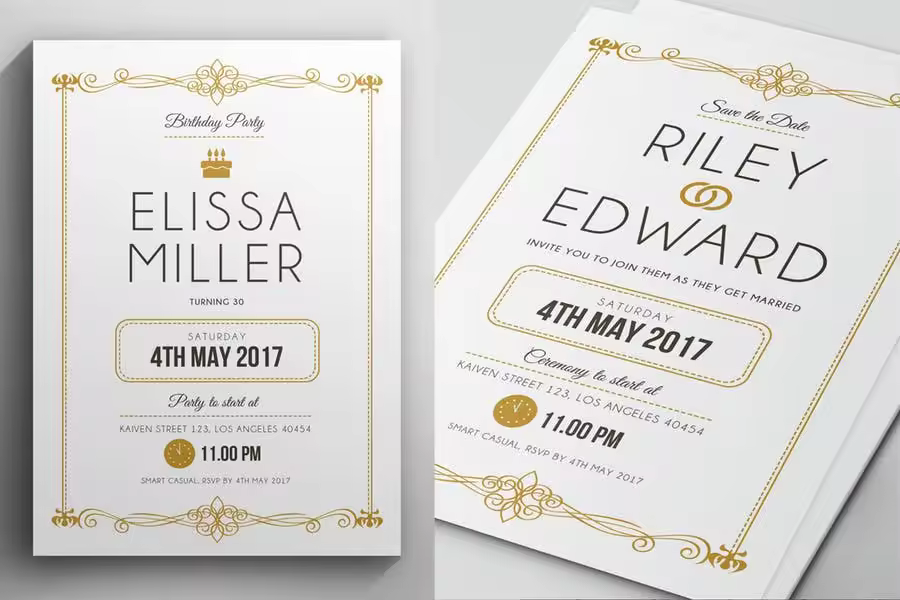 简约文字排版风格婚礼婚宴邀请函设计模板 Simple Elegant Invitation