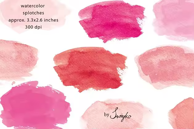 手绘水彩斑点色块艺术插画 Watercolor Splotches,Strokes