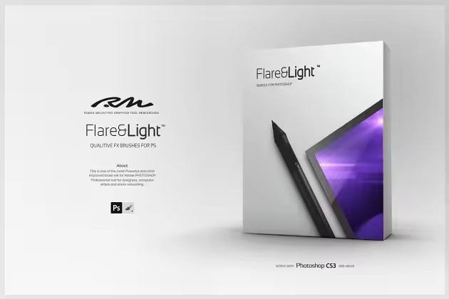 RM出品-灯光光线效果PS笔刷 RM Flare & Light
