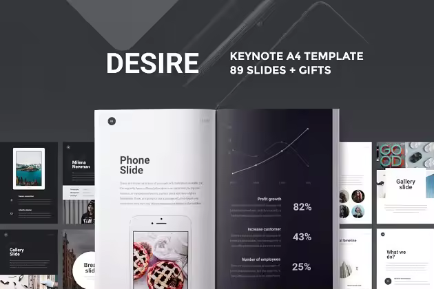 A4立式创意幻灯片模板 A4 | Desire Keynote Presentation [Keynote适用]
