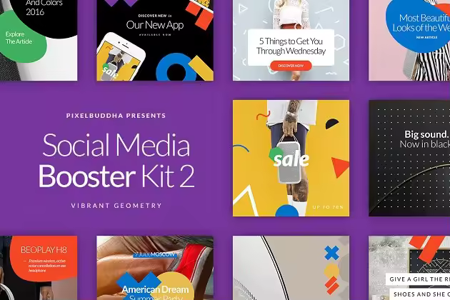 色彩缤纷社交媒体贴图模板 Social Media Handler Kit Vol.2