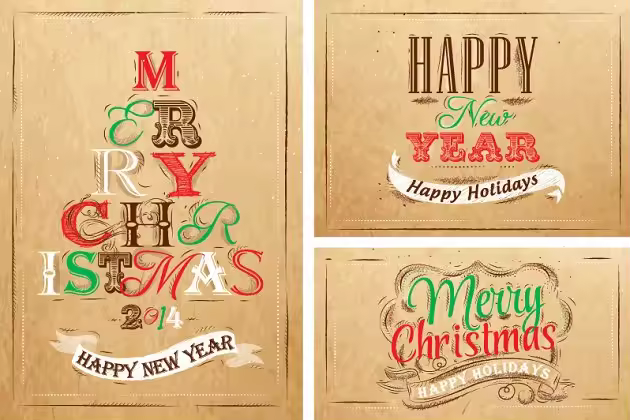 圣诞节主题手绘字体插画 Merry Christmas Lettering Collection