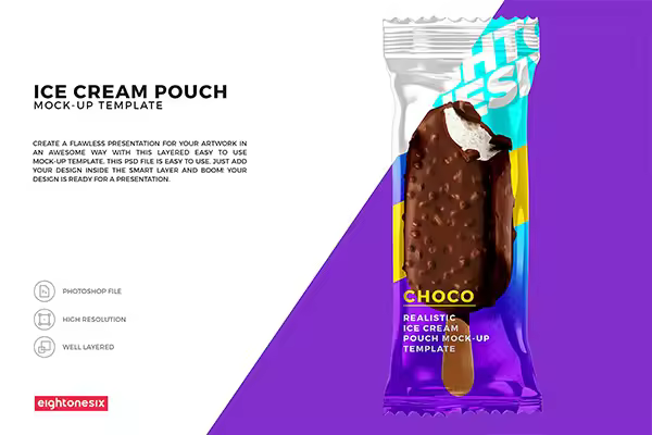 高品质的雪糕冰淇淋VI样机展示模型mockups