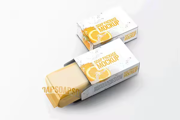 高品质的时尚香皂肥皂VI样机展示模型mockups