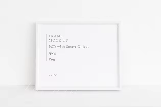 简约白色画框样机模板 Minimal white frame mock up – 8×10"