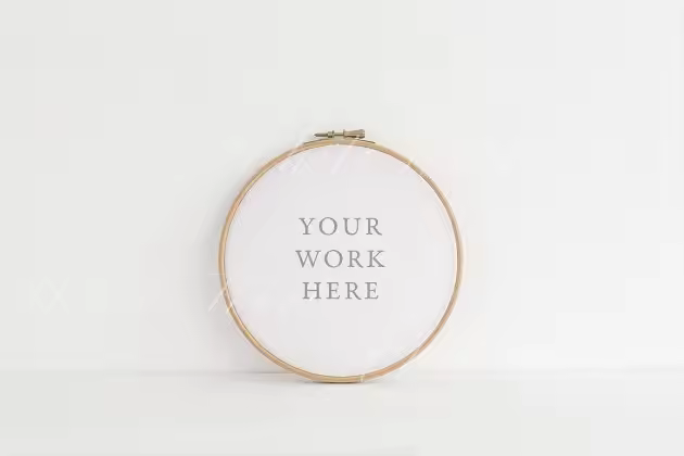 极简主义艺术圆款画框相框样机模板 Minimal Embroidery hoop mock up
