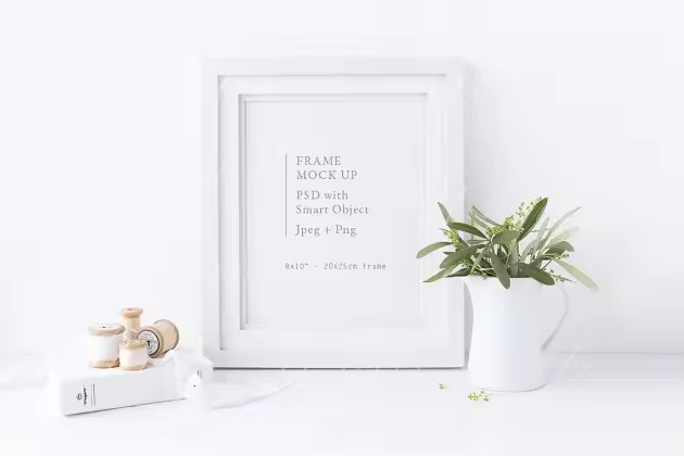 立体边框相册画框样机模板 8×10" white frame mock up – Summer