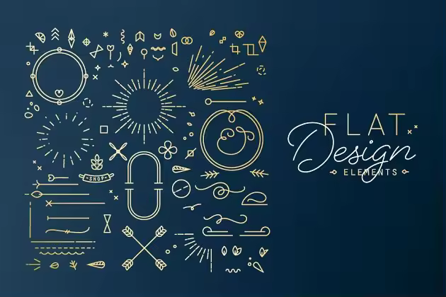 复古风格的平面设计装饰元素 Flat Design Elements