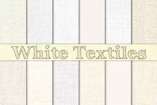 奶油象牙灰白色纺织品/粗麻布纹理背景 White Burlap, Linen & Canvas