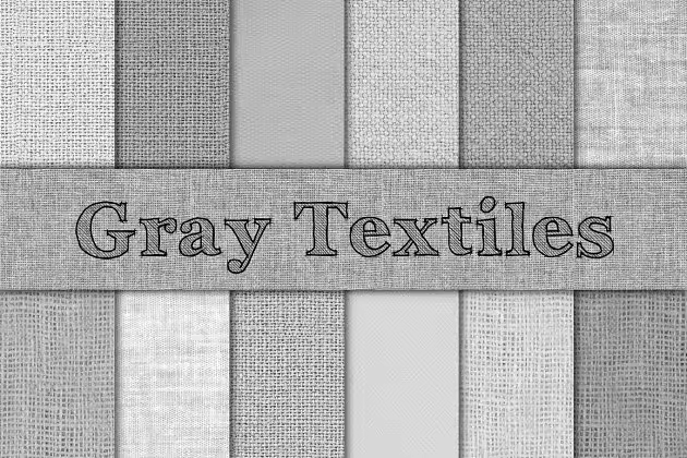 灰色粗麻布、亚麻布和帆布肌理纹理 Gray Burlap, Linen & Canvas Textures