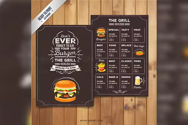 复古风格汉堡餐厅菜单设计 的Grill restaurant menu in retro style