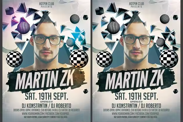 现代简约Dj派对传单模板 Minimal Dj Party Flyer Template