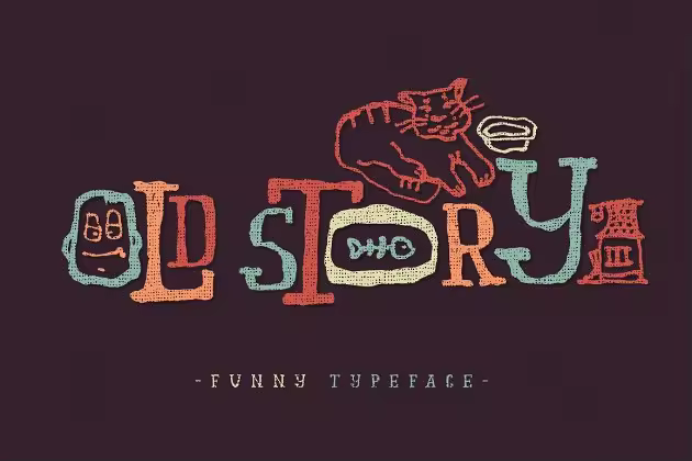 趣味涂鸦字体 “Old story”