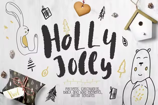 圣诞节主题设计项目设计套件[元素/纹理/模板] Holly Jolly Collection-Patterns Pro