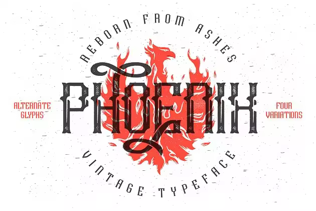 复古欧美旧时代英文字体 Phoenix vintage font
