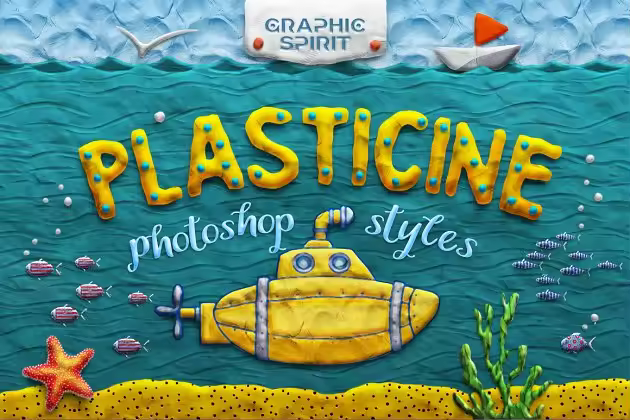橡皮泥粘土艺术效果图层样式 PLASTICINE Art Photoshop Effects